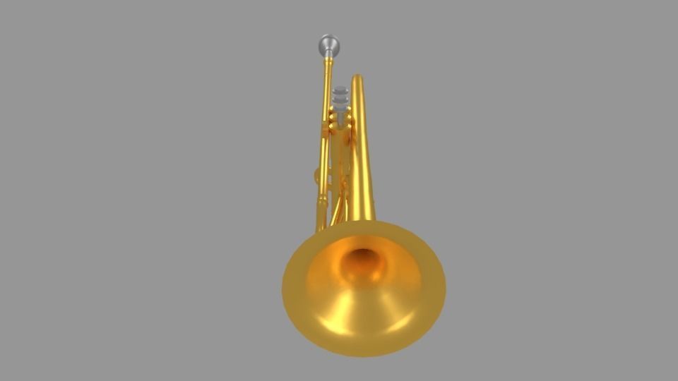 Trumpet golden Low-poly 3D model_2
