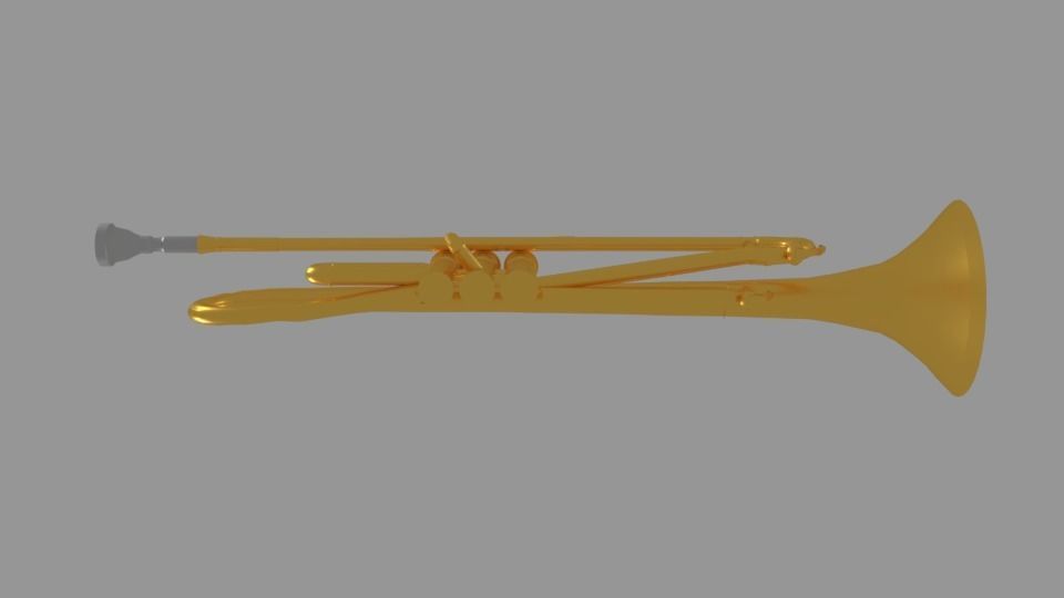 Trumpet golden Low-poly 3D model_5
