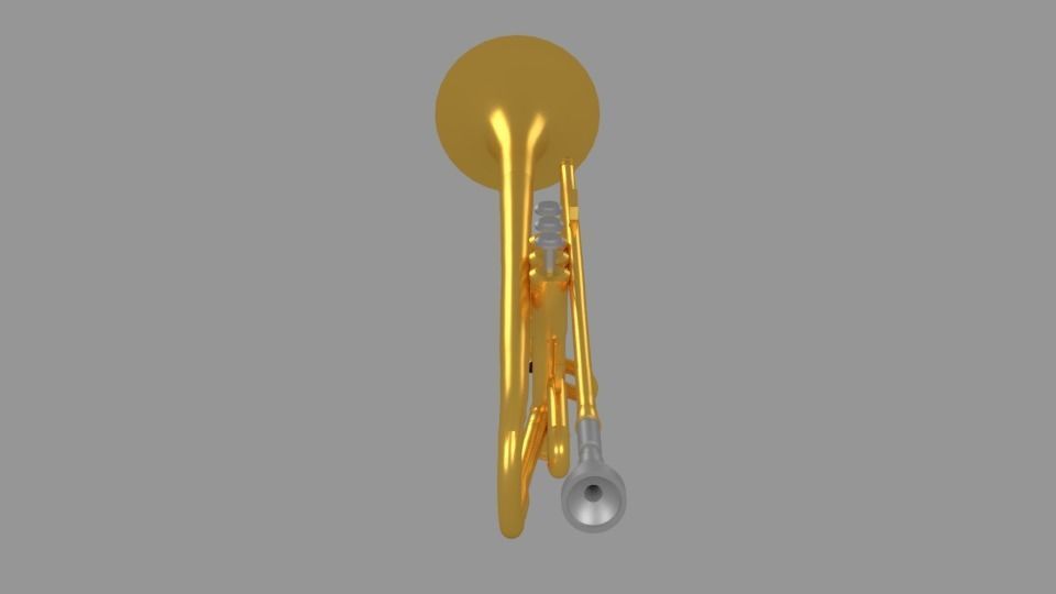 Trumpet golden Low-poly 3D model_1