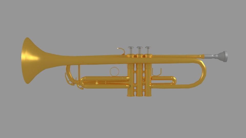 Trumpet golden Low-poly 3D model_3