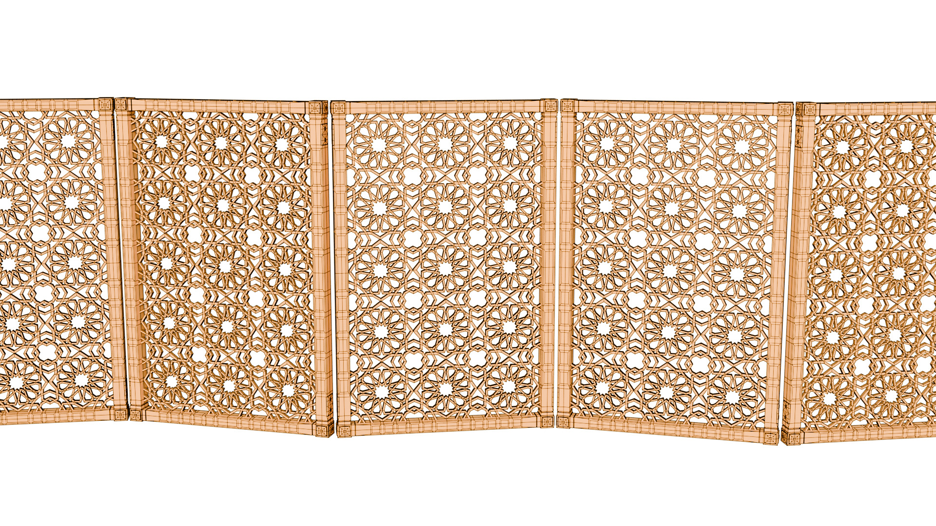 Jaffery Fancy Wooden Partition Panel - High Poly 3D PBR LOD Low-poly 3D model_6