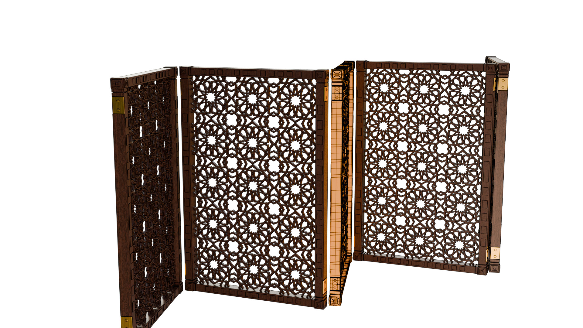 Jaffery Fancy Wooden Partition Panel - High Poly 3D PBR LOD Low-poly 3D model_11