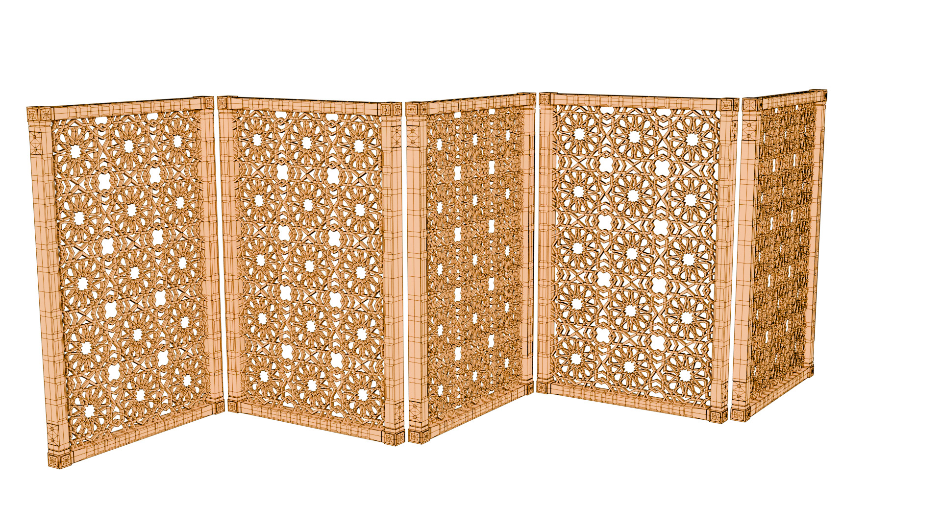 Jaffery Fancy Wooden Partition Panel - High Poly 3D PBR LOD Low-poly 3D model_18