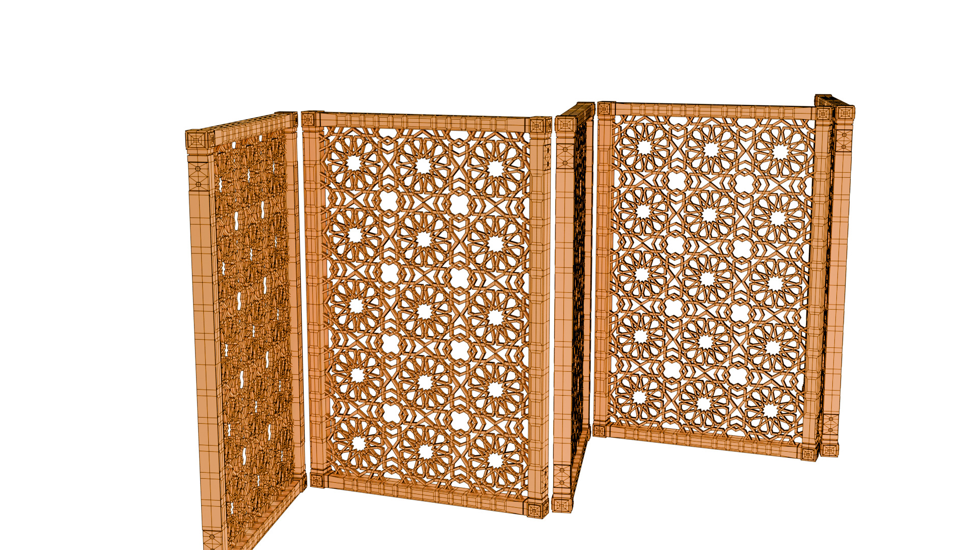 Jaffery Fancy Wooden Partition Panel - High Poly 3D PBR LOD Low-poly 3D model_14