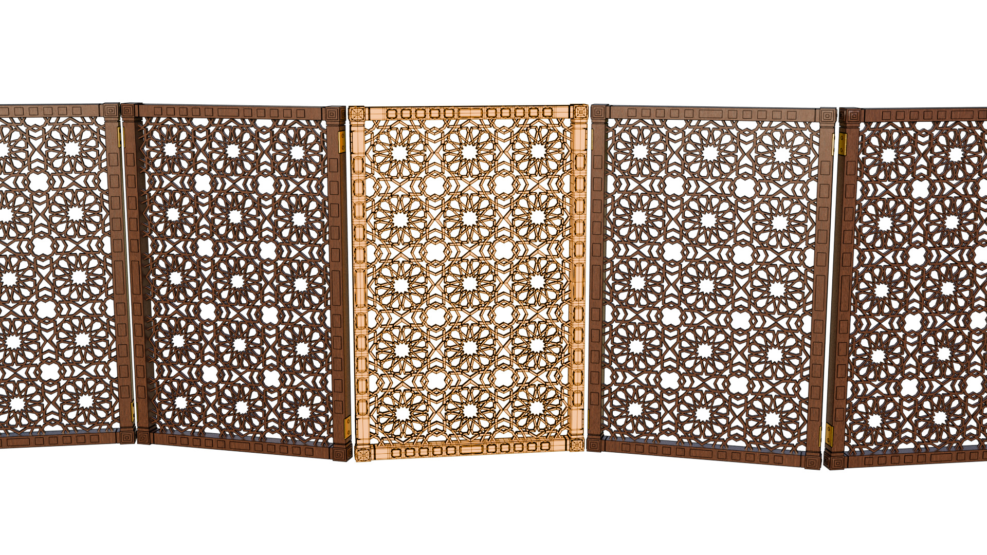 Jaffery Fancy Wooden Partition Panel - High Poly 3D PBR LOD Low-poly 3D model_4