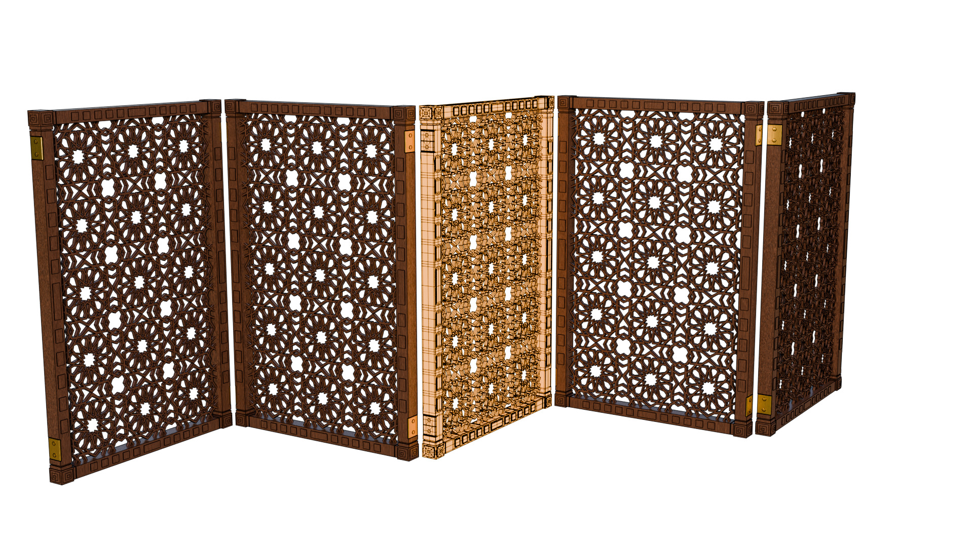 Jaffery Fancy Wooden Partition Panel - High Poly 3D PBR LOD Low-poly 3D model_15