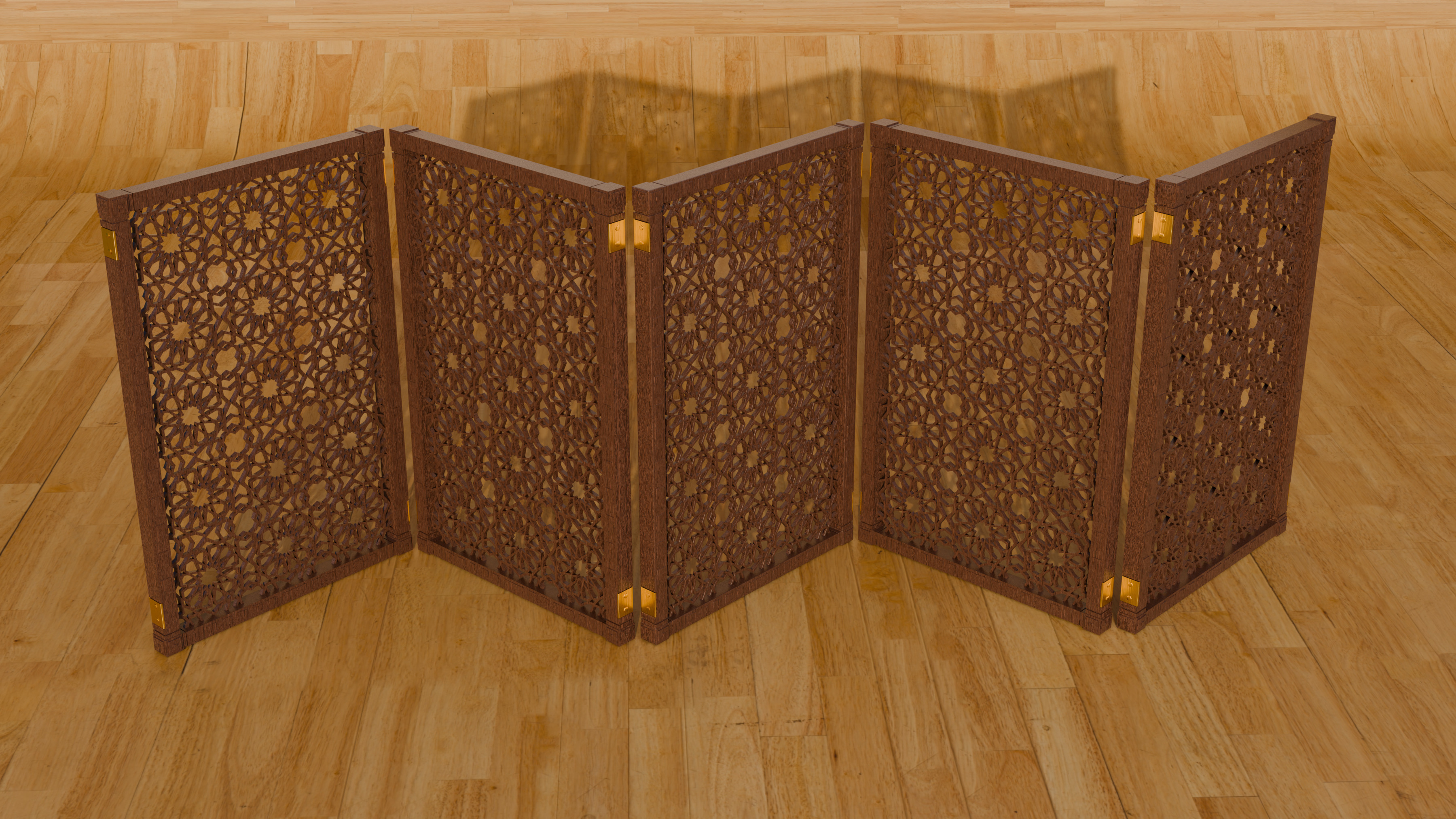 Jaffery Fancy Wooden Partition Panel - High Poly 3D PBR LOD Low-poly 3D model_19
