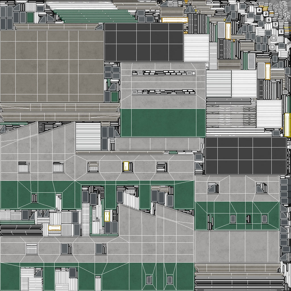 Industrial Building 15 Green Low-poly 3D model_9