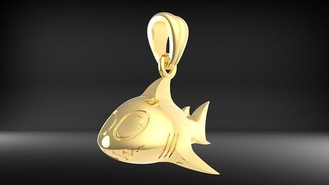 Cute Baby Shark Pendant Necklace Jewelry 3D print model