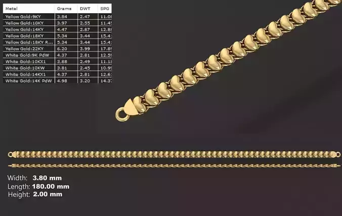 Ultra light shiny gold bracelets 10pcs 3D print model
