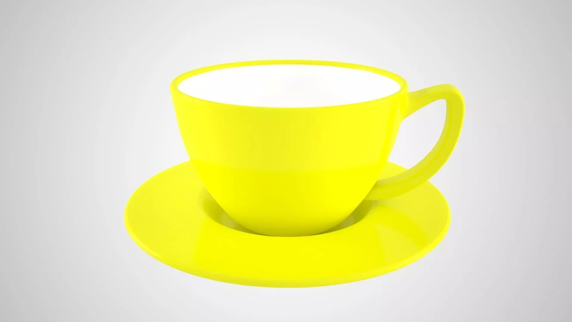 Coffee Cup Saucer Yellow Color 3D model