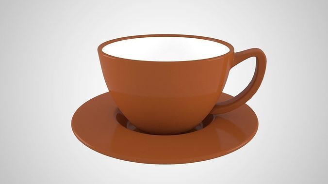 Coffee Cup Saucer Sienna Color 3D model