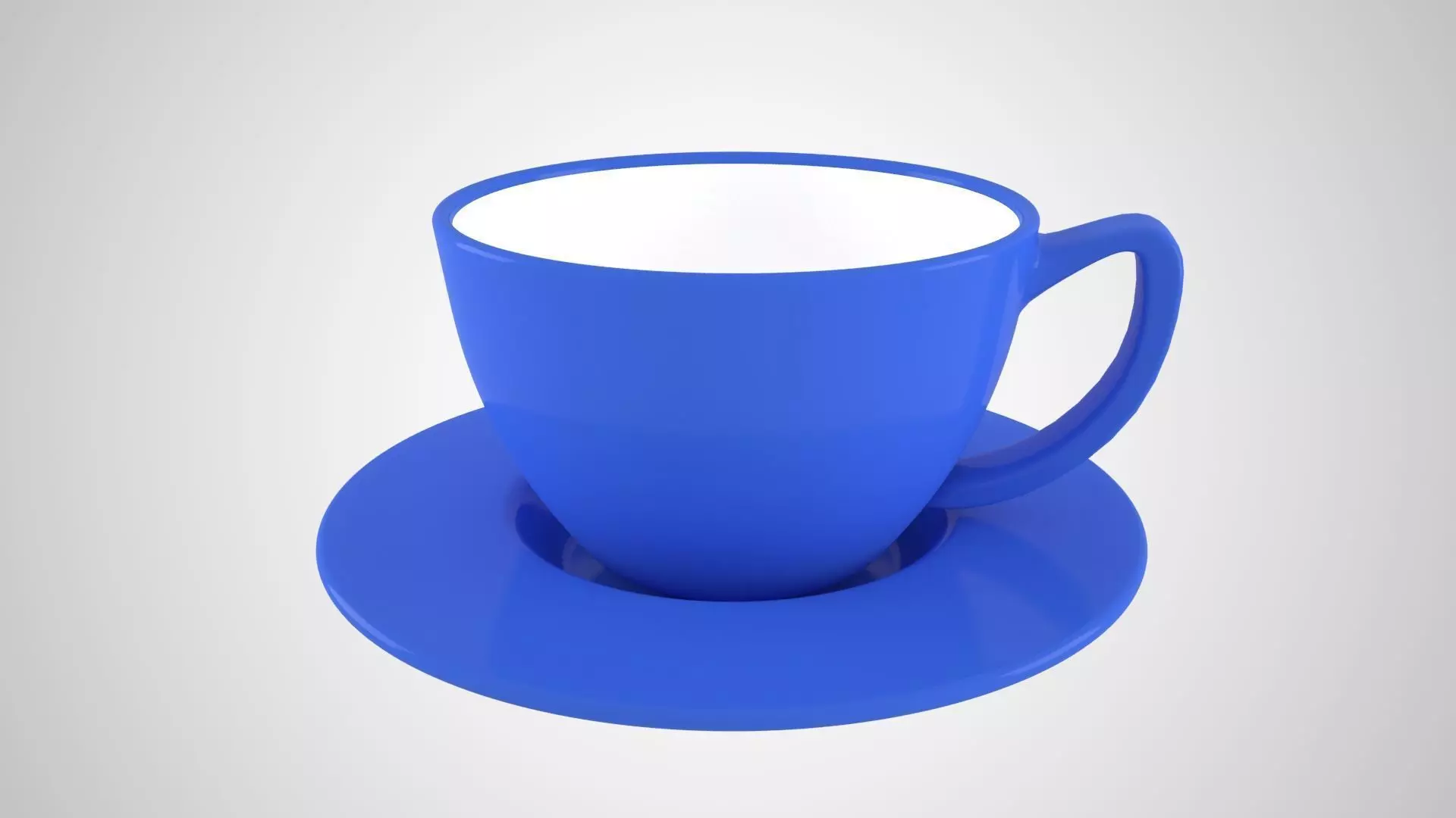 Coffee Cup Plate Royal Blue color 3D model
