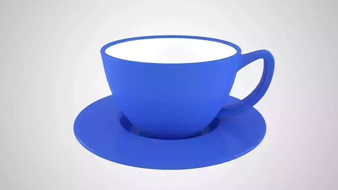 Coffee Cup Plate Royal Blue color