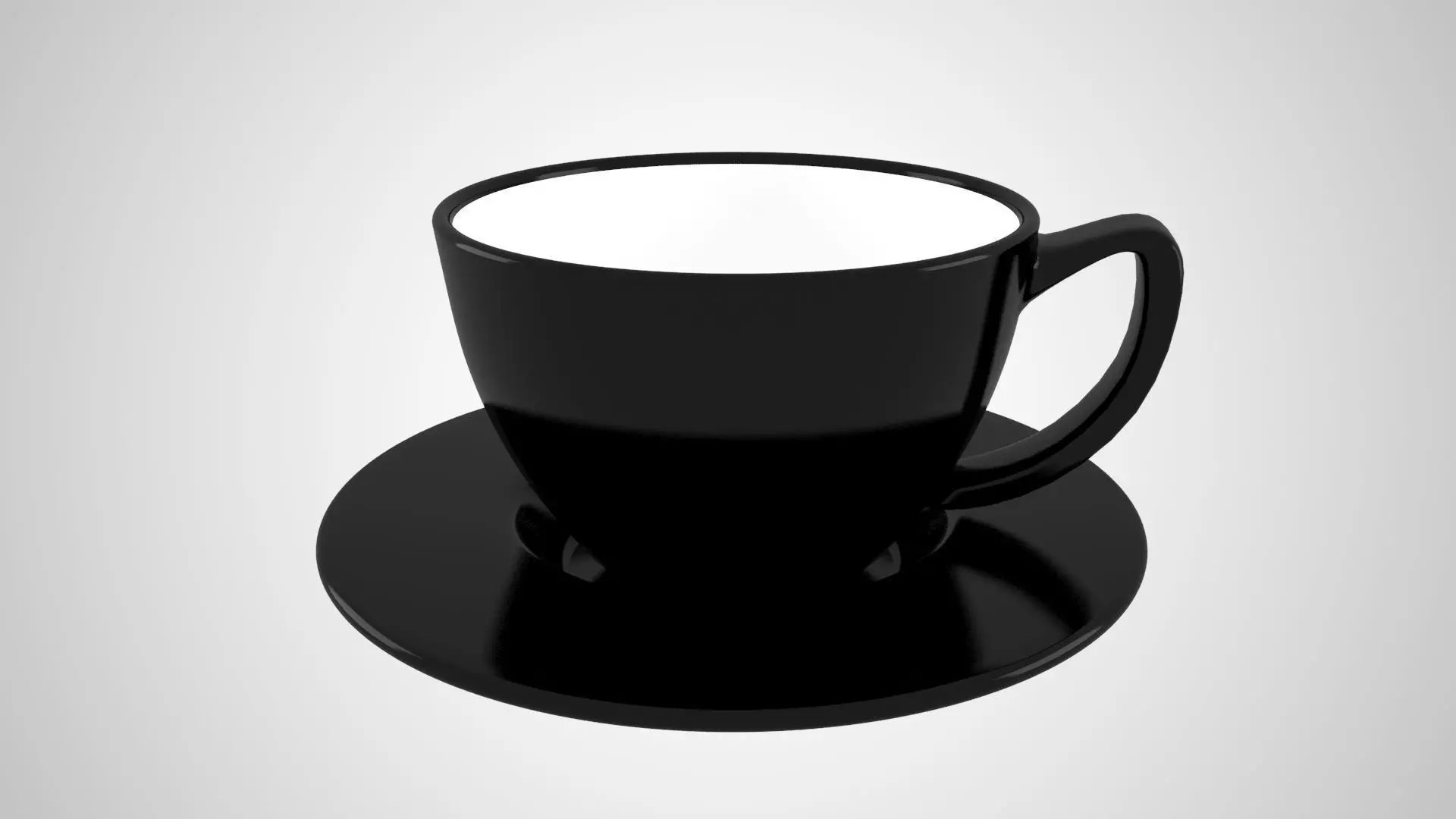 Coffee Cup Saucer Rich Black Color 3D model