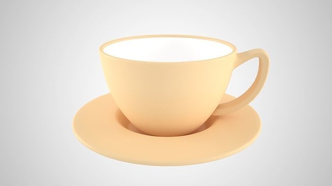 Coffee Cup Saucer Navajo White Color 3D model