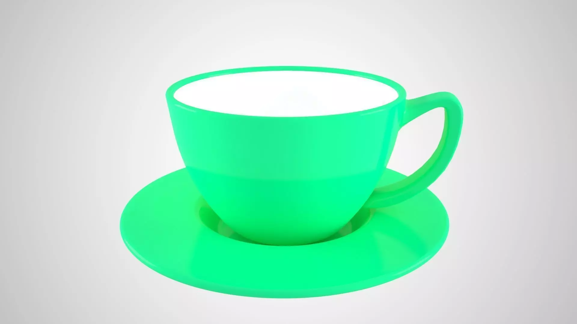 Coffee Cup Saucer Medium Spring Green color 3D model_0