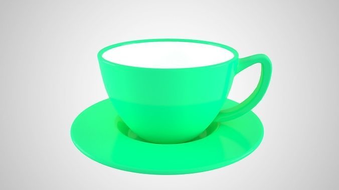 Coffee Cup Saucer Medium Spring Green color 3D model