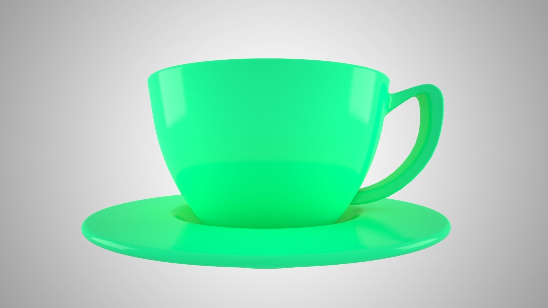 Coffee Cup Saucer Medium Spring Green color 3D model_4
