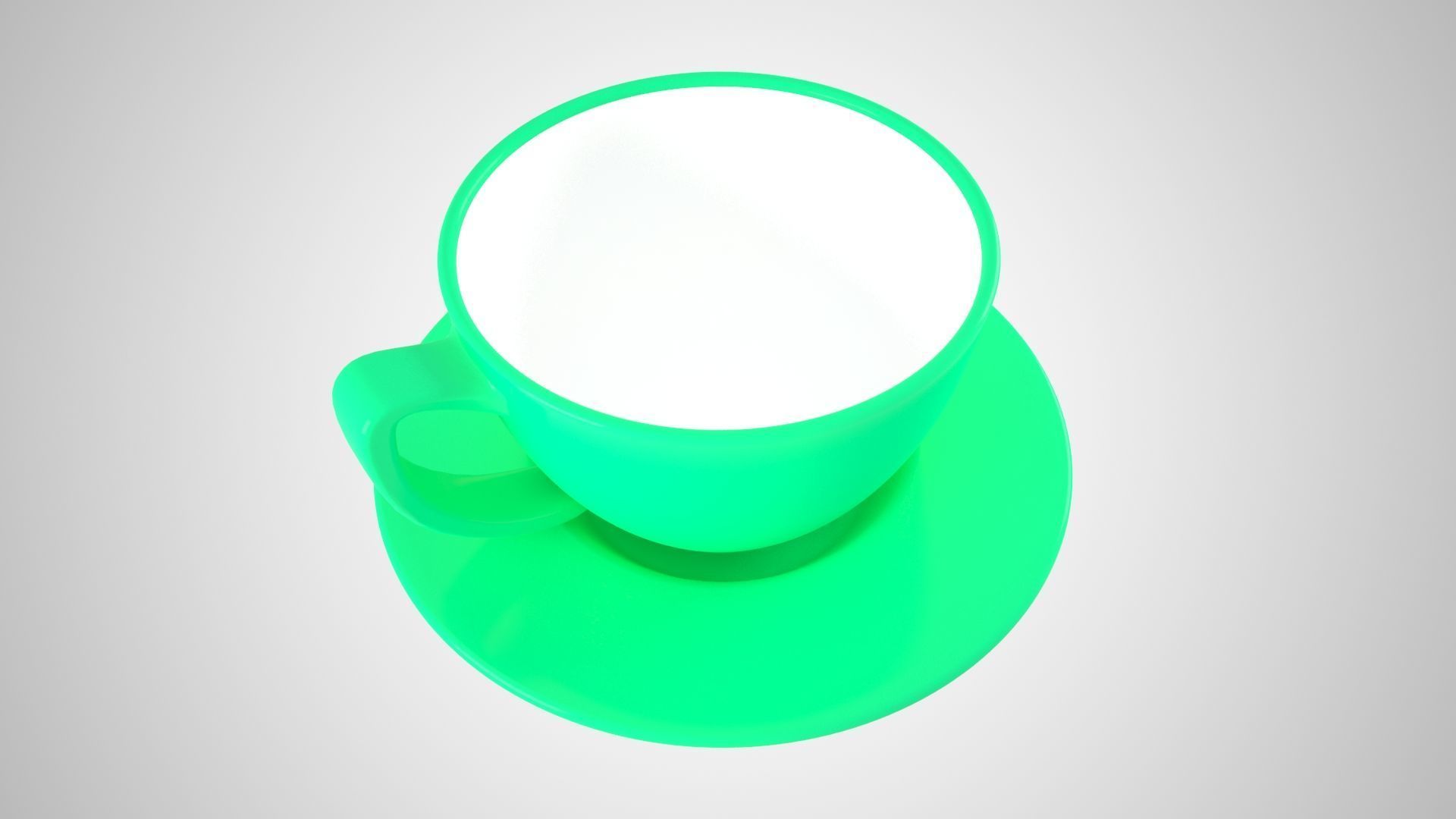 Coffee Cup Saucer Medium Spring Green color 3D model_3