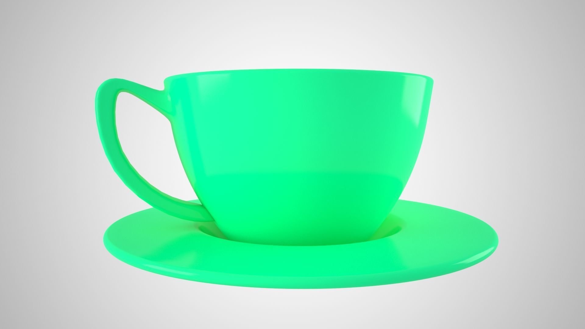 Coffee Cup Saucer Medium Spring Green color 3D model_1