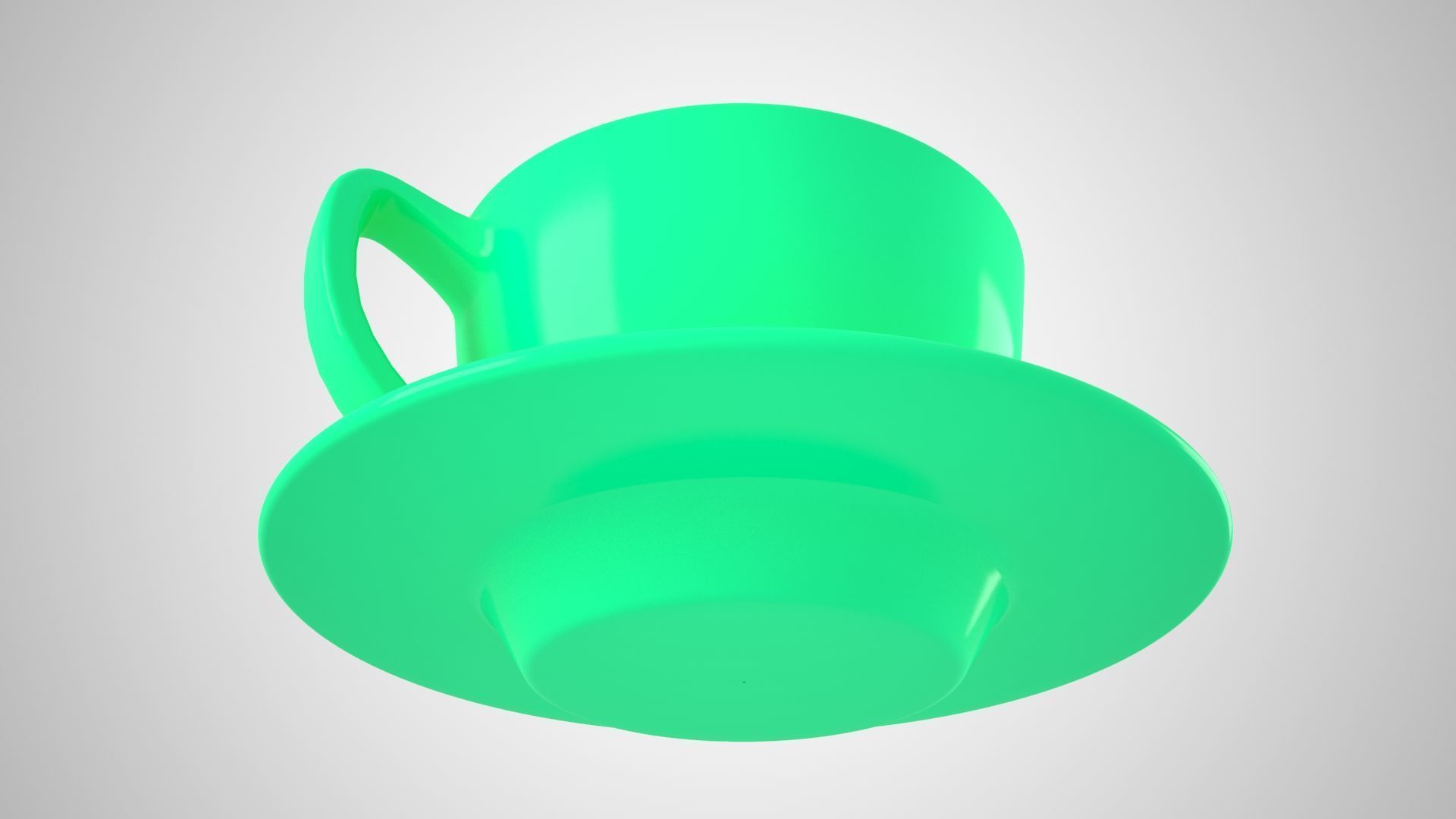 Coffee Cup Saucer Medium Spring Green color 3D model_2