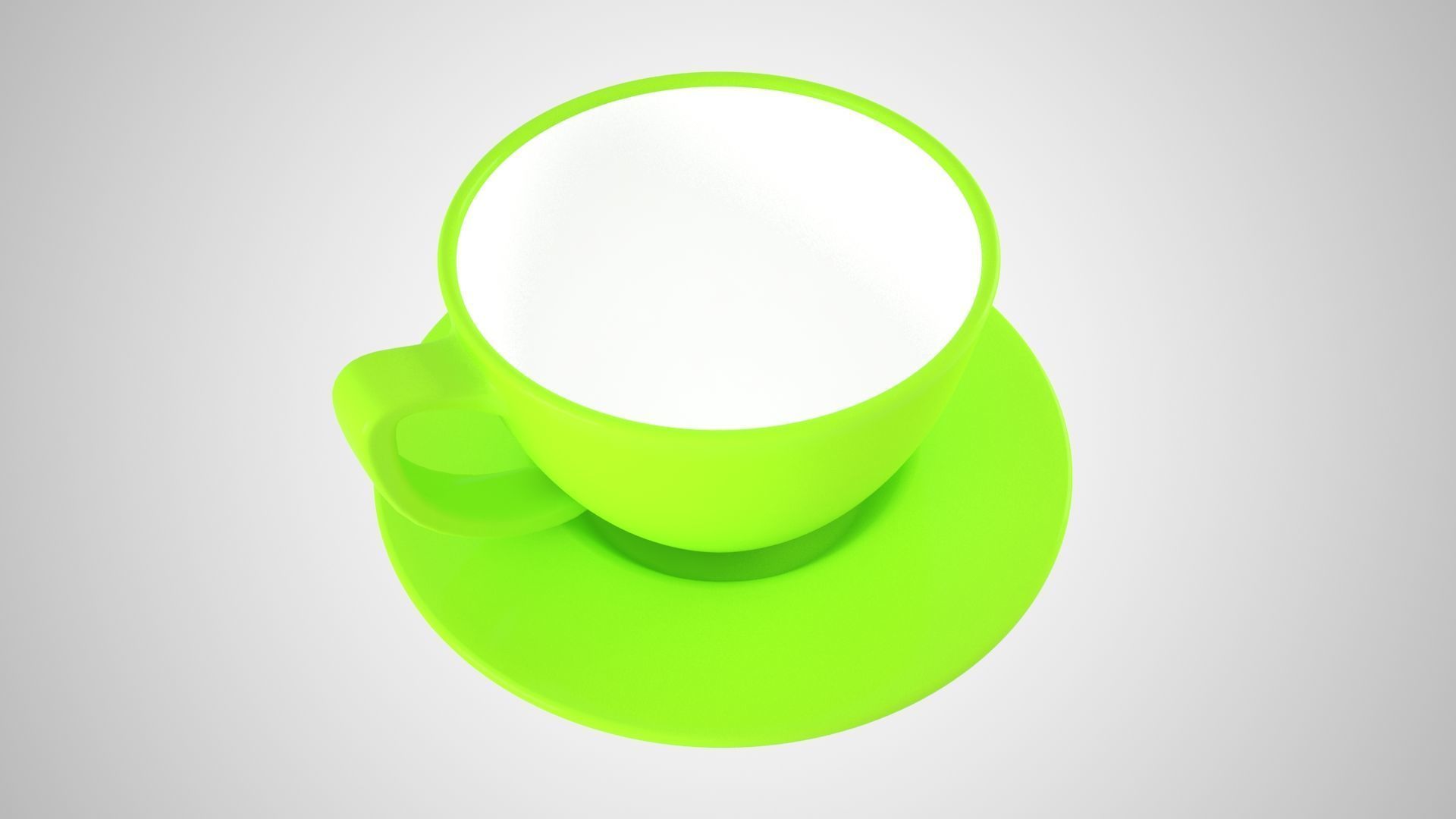 Coffee Cup Saucer Green Yellow Color 3D model_3