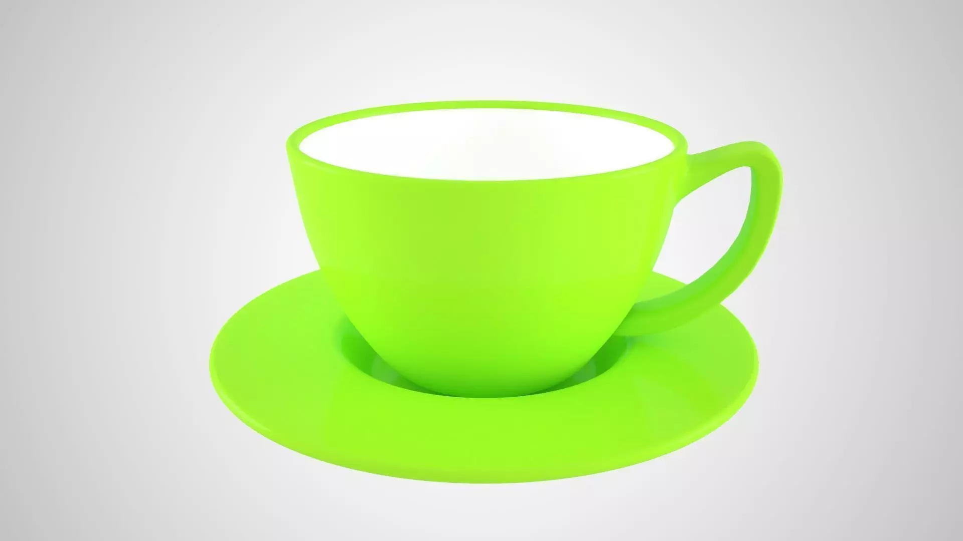 Coffee Cup Saucer Green Yellow Color 3D model_0