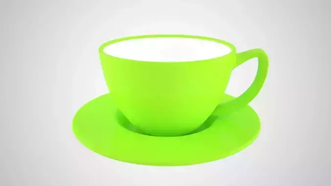 Coffee Cup Saucer Green Yellow Color