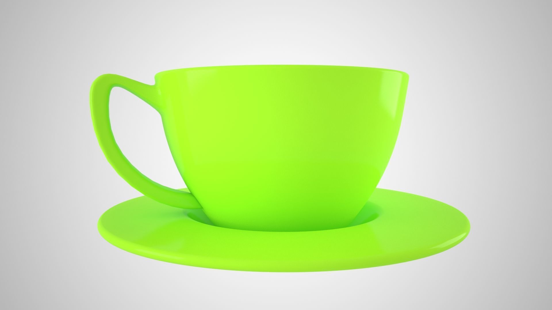 Coffee Cup Saucer Green Yellow Color 3D model_1