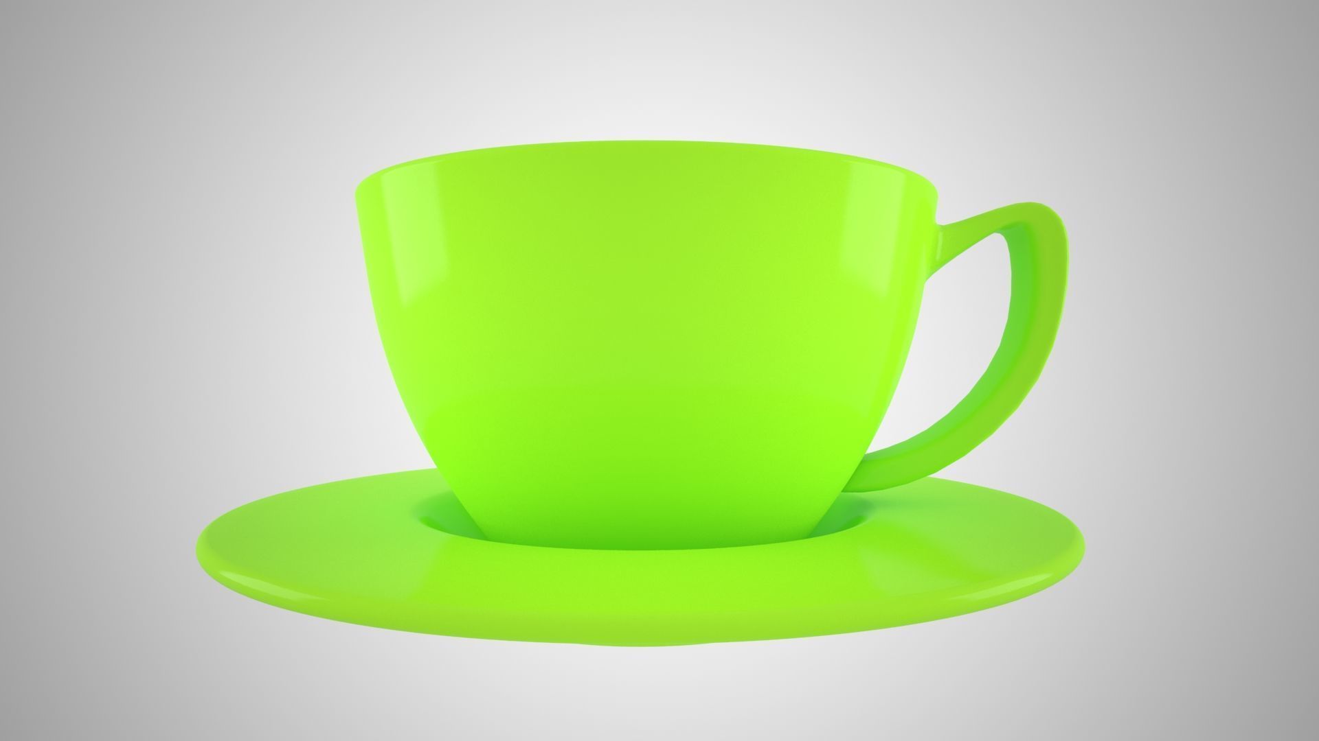 Coffee Cup Saucer Green Yellow Color 3D model_4
