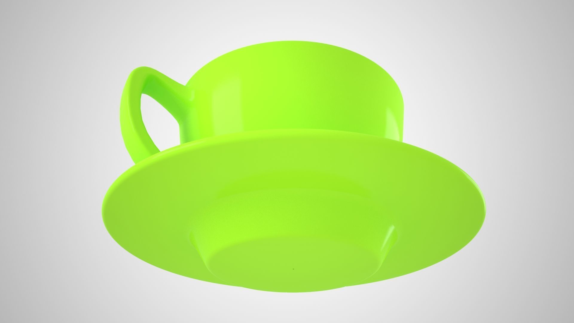 Coffee Cup Saucer Green Yellow Color 3D model_2