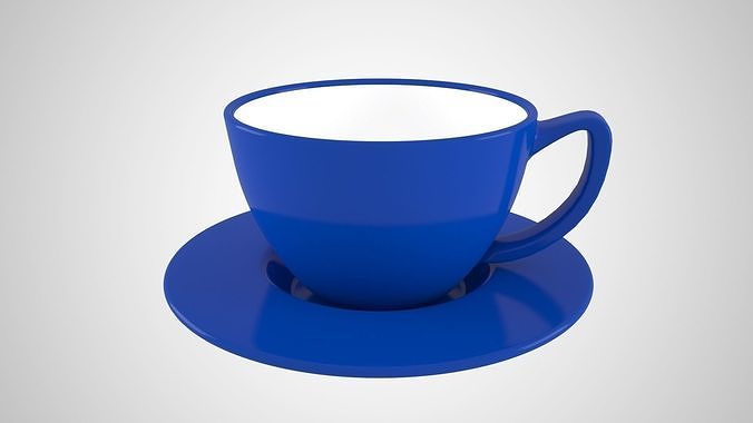 Coffee Cup Saucer Cobalt Blue color 3D model
