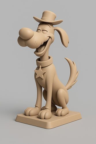 Sheriff Dog 3D Model  Cowboy Style Dog Figurine STL Free 3D print model