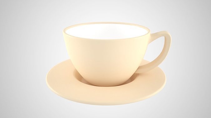 Coffee Cup Saucer Blanched Almond Color 3D model