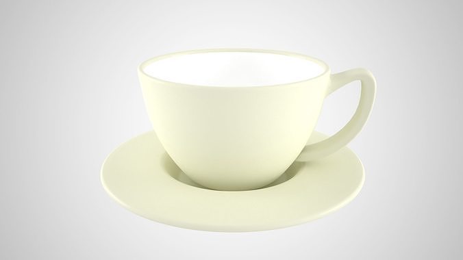Coffee Cup Saucer Beige Color 3D model