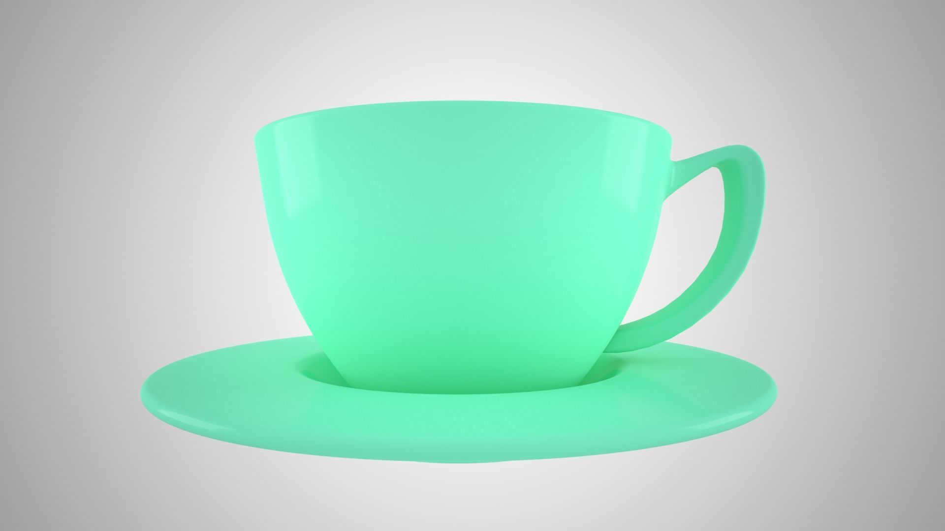 Coffee Cup Saucer Aquamarine color 3D model_4