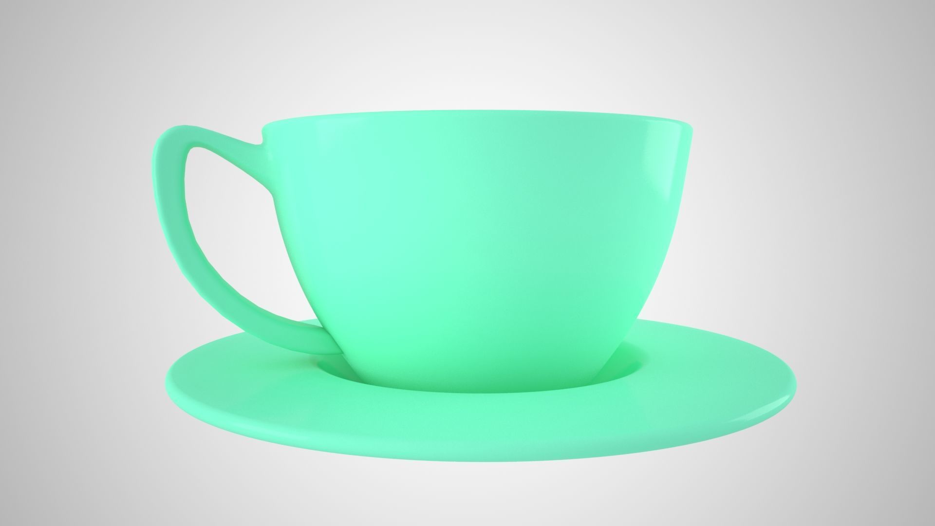 Coffee Cup Saucer Aquamarine color 3D model_1