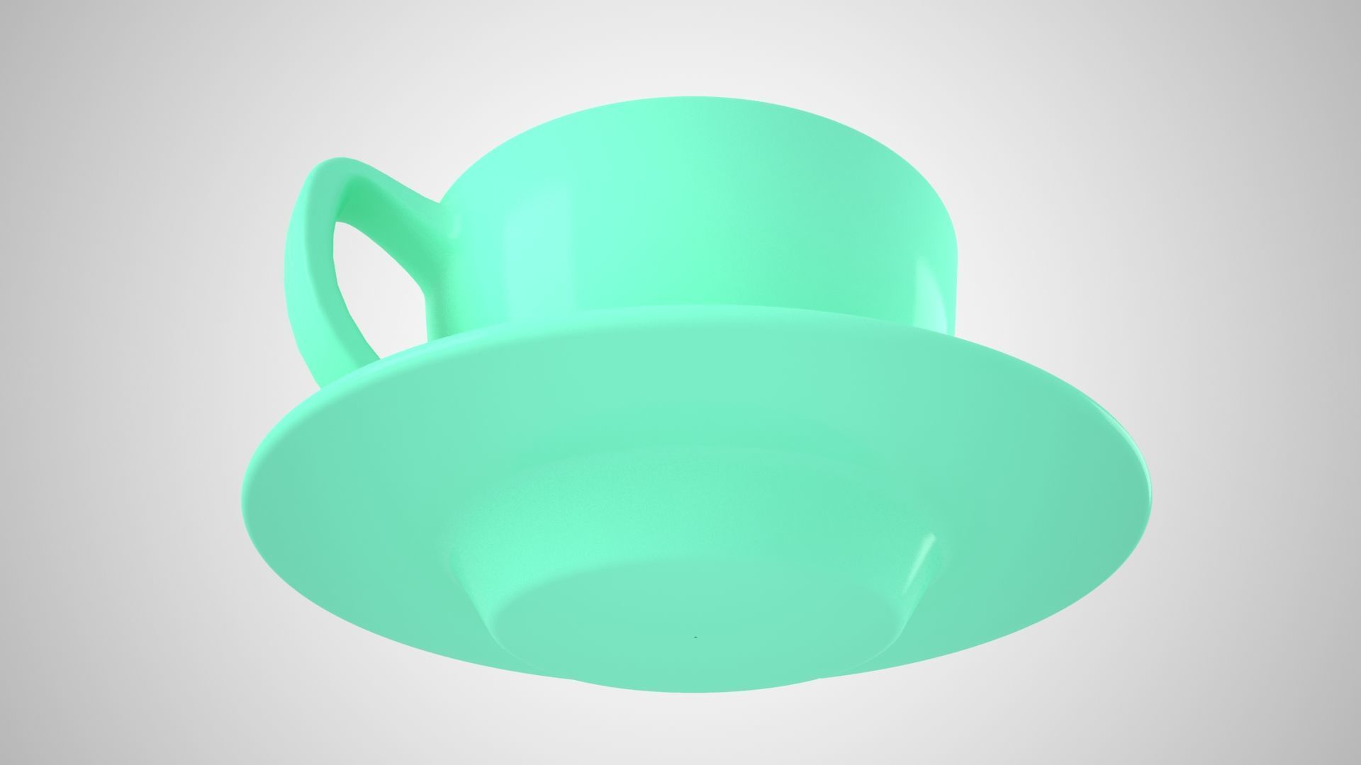 Coffee Cup Saucer Aquamarine color 3D model_2