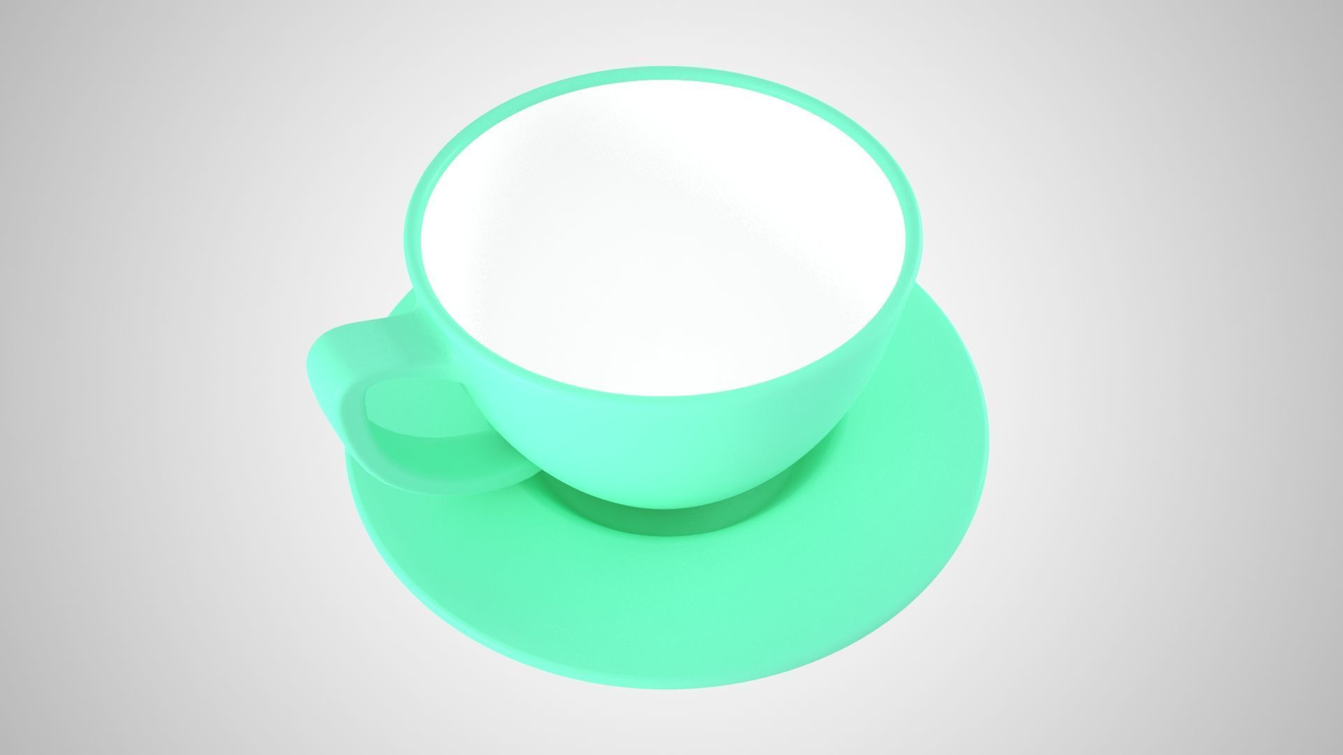 Coffee Cup Saucer Aquamarine color 3D model_3