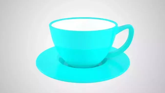 Coffee Cup Plate  Cyan Color