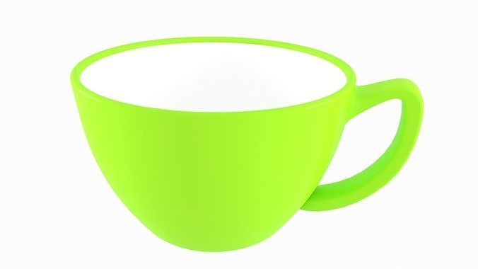 Coffee Cup Green Yellow Color 3D model