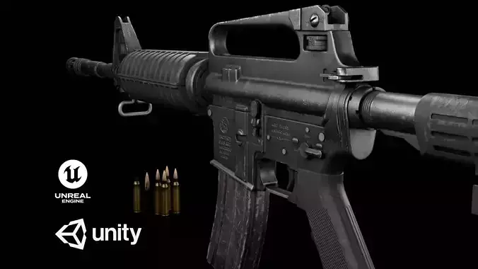 Assault Rifle M4 AR15 carbine game ready  Low-poly 3D model