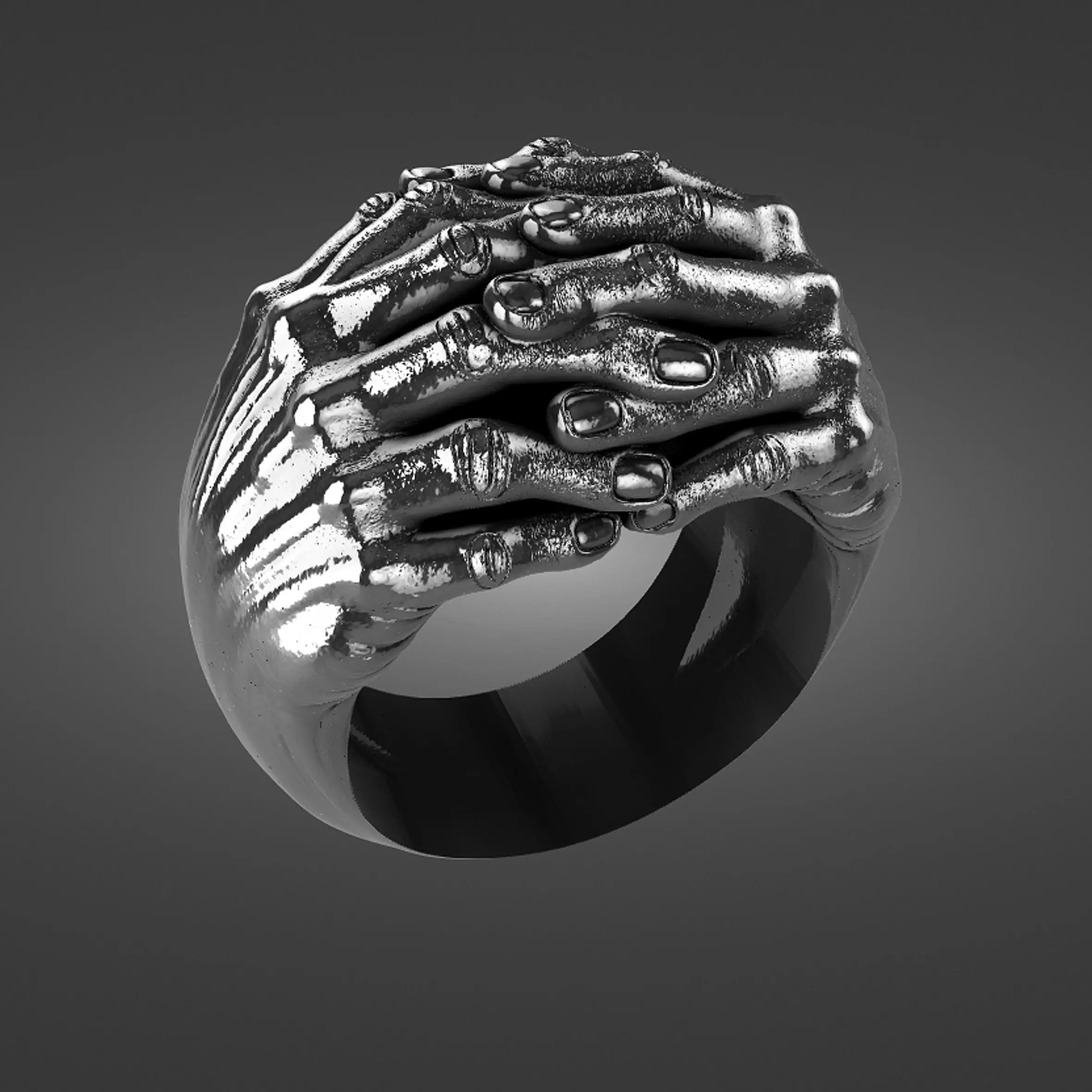Intertwined Hands Ring 3D print model