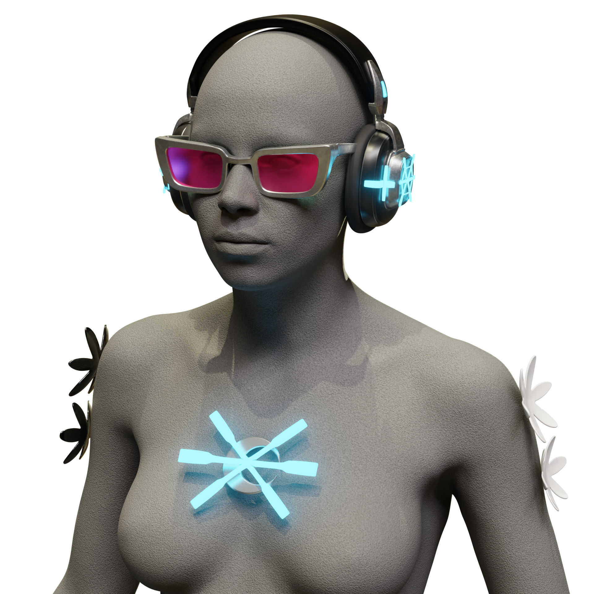 Luna Snow - Cool Summer cosplay headphones accessories glasses 3D print model_6