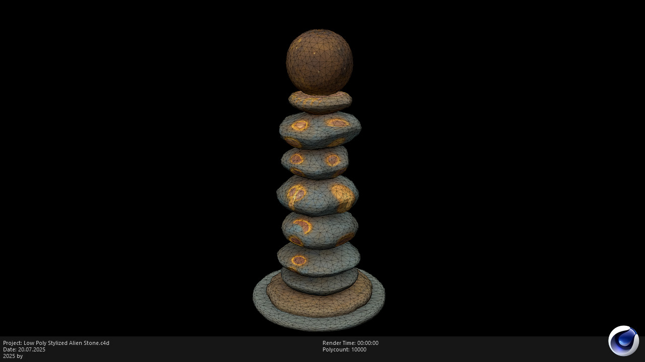 Low Poly Stylized Alien Stone Low-poly 3D model_2