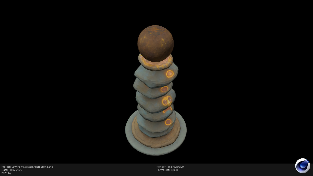 Low Poly Stylized Alien Stone Low-poly 3D model_4
