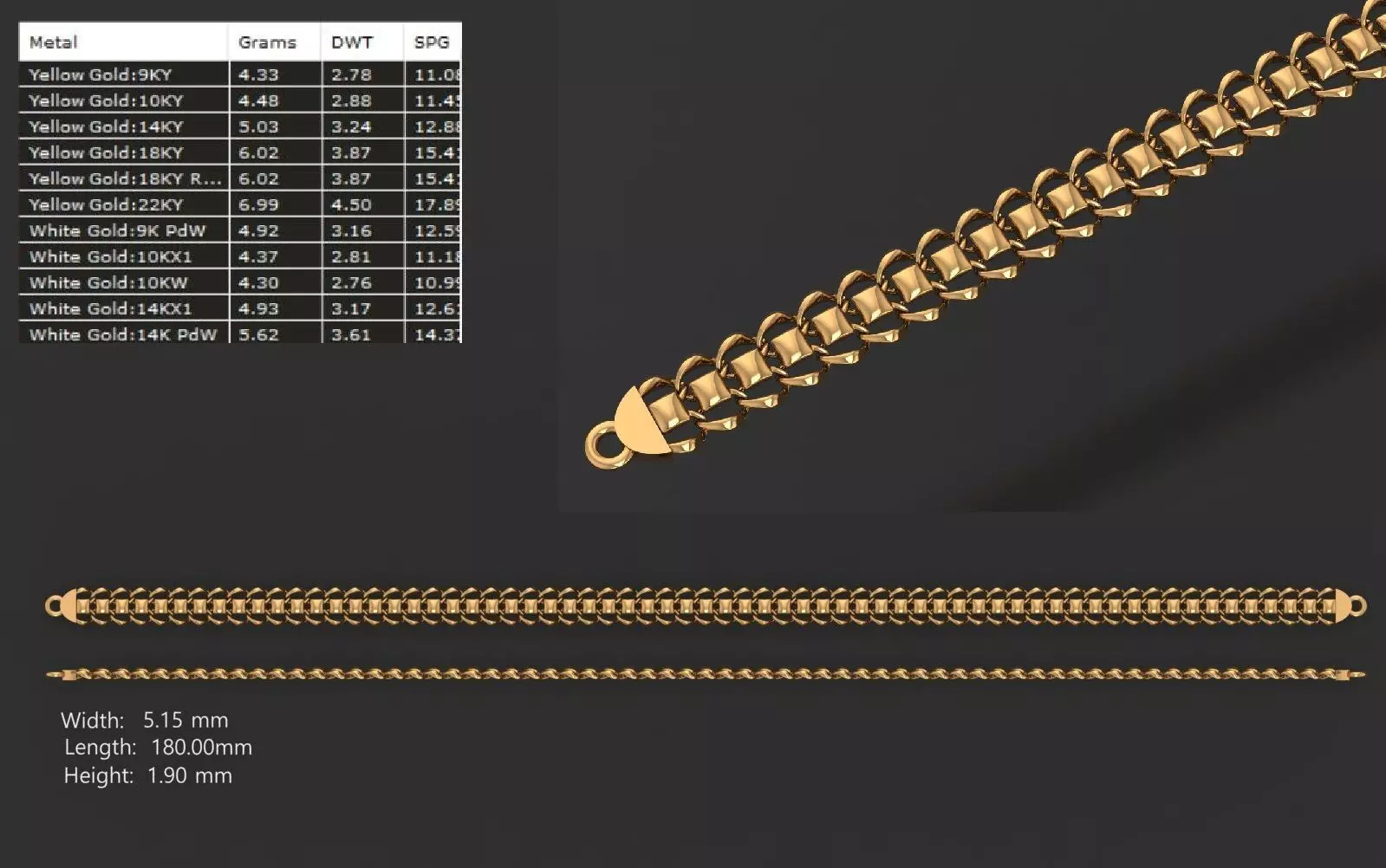 Ultra light shiny gold bracelets 10pcs 3D print model