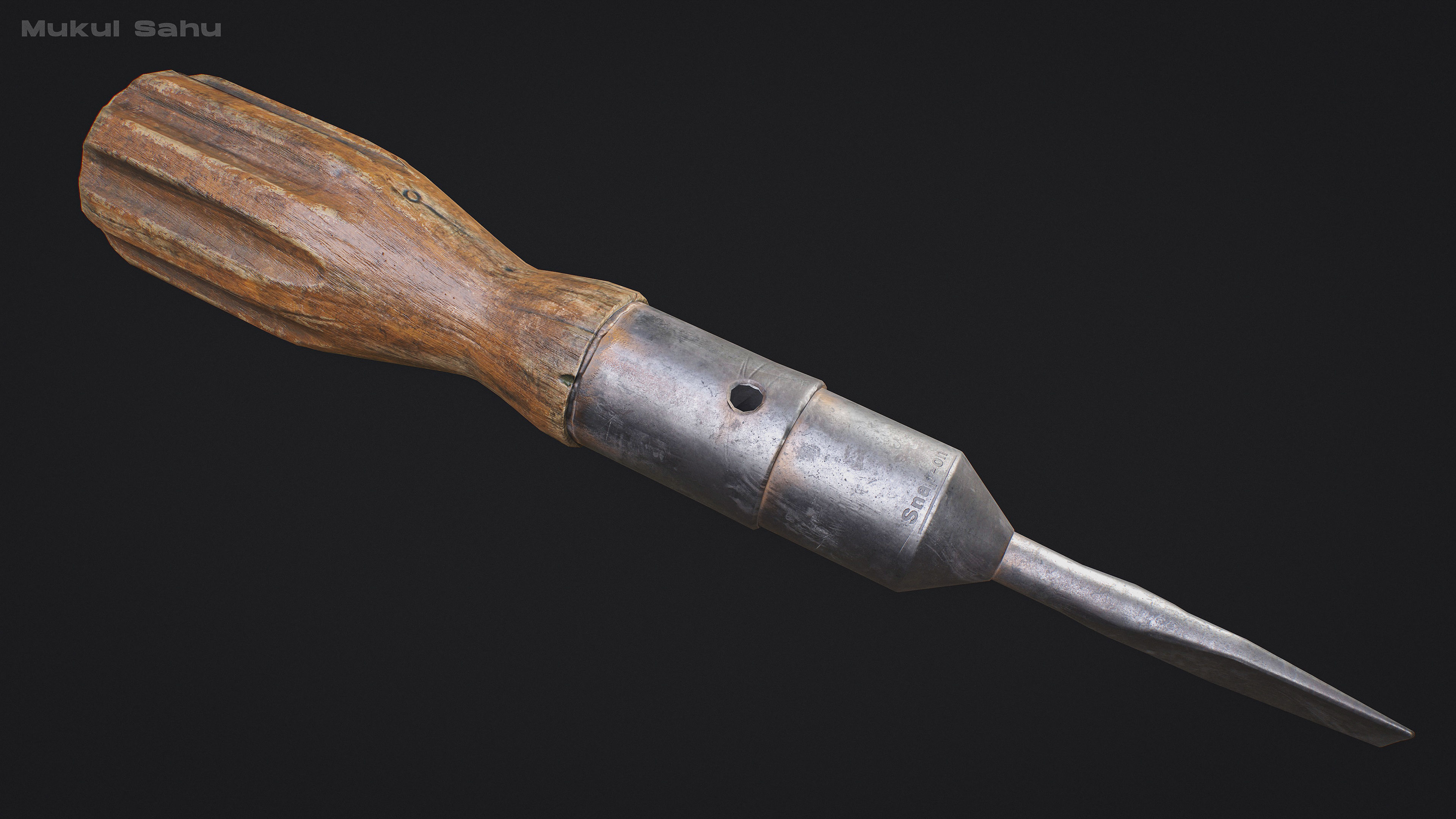 Vintage Screwdriver - Game Ready Prop AAA AR and VR Low-poly 3D model_3