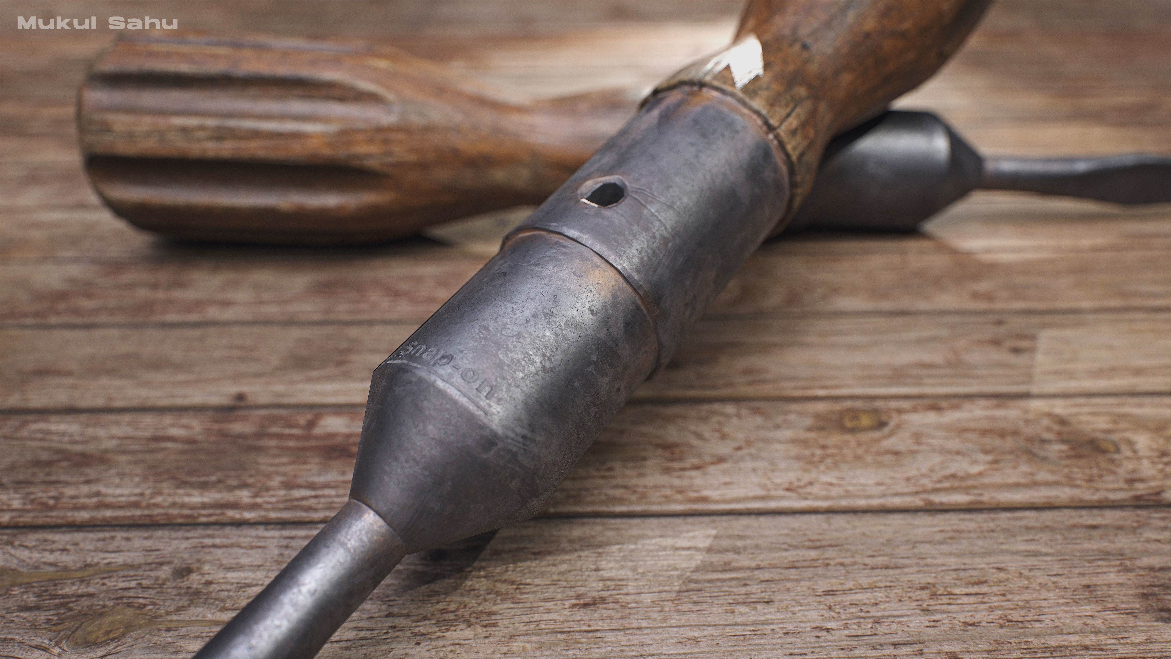 Vintage Screwdriver - Game Ready Prop AAA AR and VR Low-poly 3D model_2